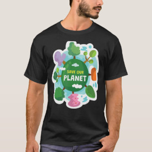 Red onze planeet groene energie gezond milieu e t-shirt
