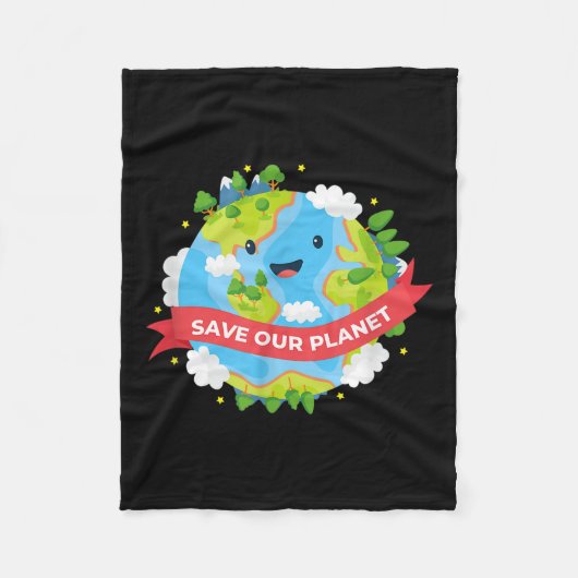 Red onze planeet Moeder Aarde Milieubescherming Fleece Deken (Voorkant)