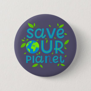 Red onze planeet ronde button 5,7 cm