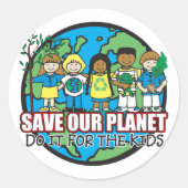Red onze planeet ronde sticker (Voorkant)