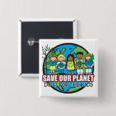 Red onze planeet vierkante button 5,1 cm (Voorkant /achterkant)