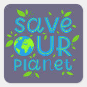 Red onze planeet vierkante sticker (Voorkant)