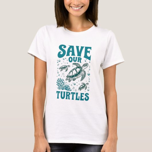 Red onze schildpadden conserveringsprint t-shirt (Voorkant)