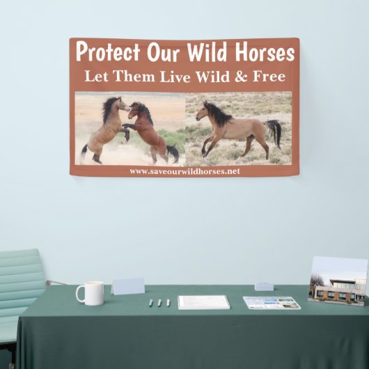 Red onze wilde paarden 3 x 5 spandoek (Beurs)