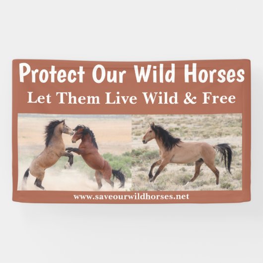 Red onze wilde paarden 3 x 5 spandoek (Horizontaal)