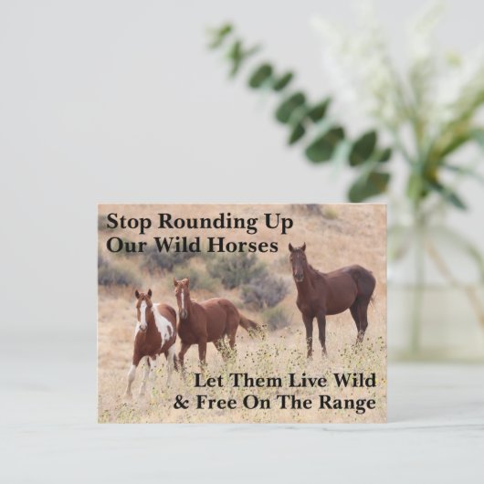 Red onze wilde paarden briefkaart (Staand voorkant)