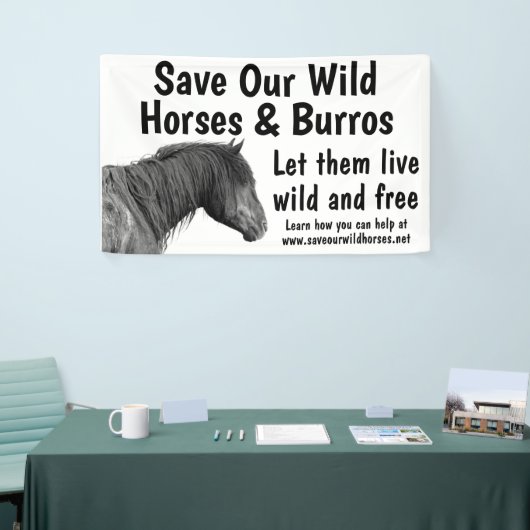 Red onze wilde paarden met 3 x 5 banner (Beurs)