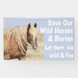 Red onze wilde paarden met 3 x 5 banner