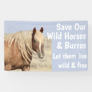 Red onze wilde paarden met 3 x 5 banner