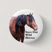 Red onze wilde paarden ronde button 3,2 cm (Voorkant)
