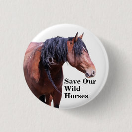 Red onze wilde paarden ronde button 3,2 cm