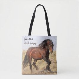 Red onze wilde paarden tote bag