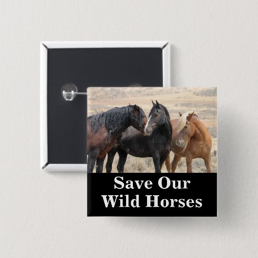 Red onze wilde paarden vierkante button 5,1 cm (Voorkant /achterkant)