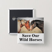 Red onze wilde paarden vierkante button 5,1 cm (Voorkant /achterkant)