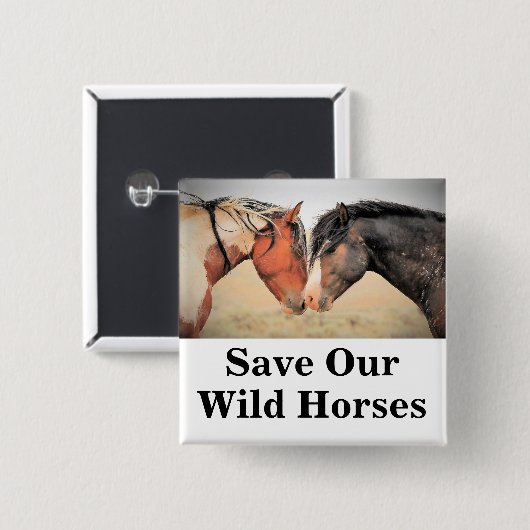 Red onze wilde paarden vierkante button 5,1 cm (Voorkant /achterkant)