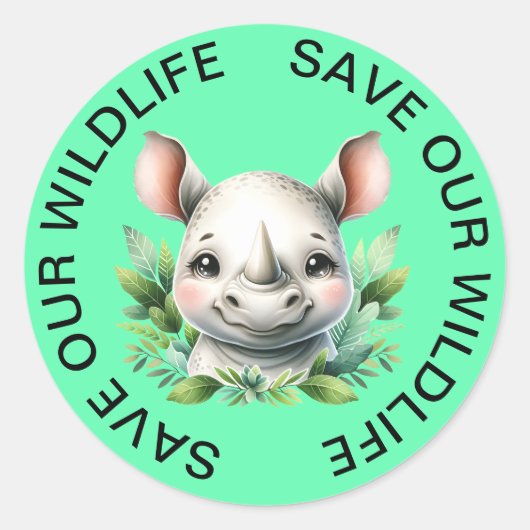 Red onze Wildlife Rhinoceros Stickers (Voorkant)