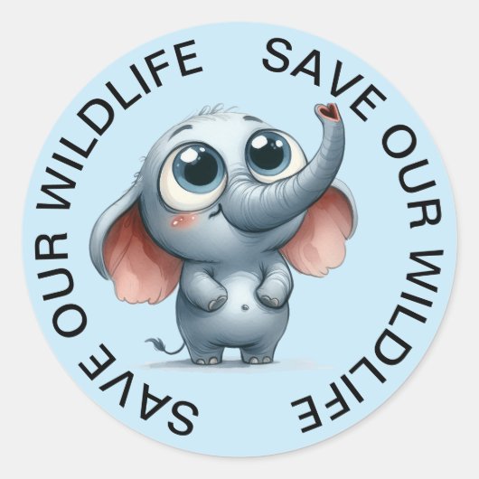 Red onze Wildlife Stickers, Elephant Graphic Ronde Sticker (Voorkant)