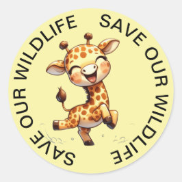Red onze Wildlife Stickers, Giraffe Graphic Ronde Sticker