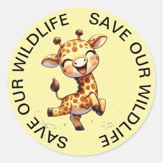 Red onze Wildlife Stickers, Giraffe Graphic Ronde Sticker (Voorkant)