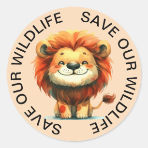 Red onze Wildlife Stickers, Lion Graphic Ronde Sticker