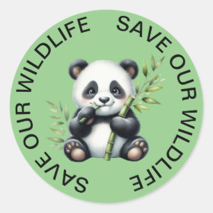 Red onze Wildlife Stickers, Panda Graphic Ronde Sticker