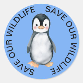Red onze Wildlife Stickers, Penguin Graphic Ronde Sticker