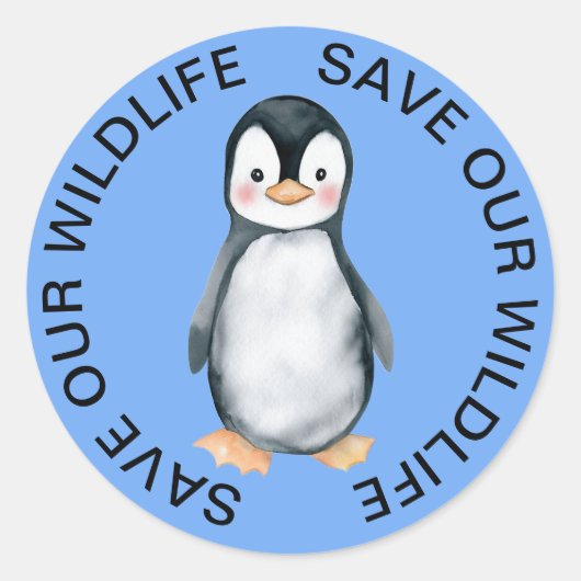 Red onze Wildlife Stickers, Penguin Graphic Ronde Sticker (Voorkant)