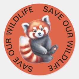 Red onze Wildlife Stickers, Red Panda Graphic Ronde Sticker