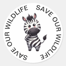 Red onze Wildlife Stickers, Zebra Graphic Ronde Sticker