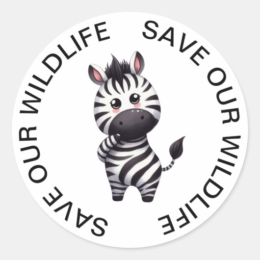 Red onze Wildlife Stickers, Zebra Graphic Ronde Sticker (Voorkant)