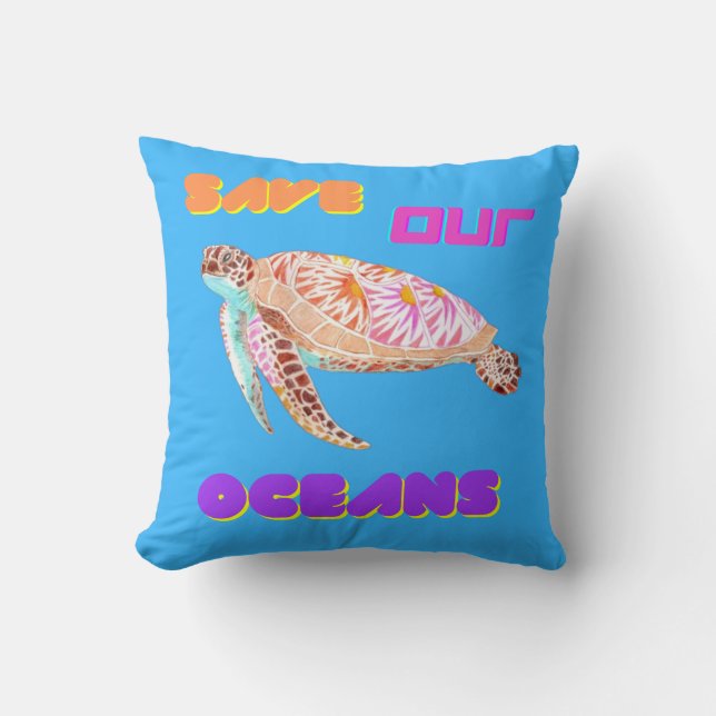 Red onze zeeschildpad kussen (Voorkant)