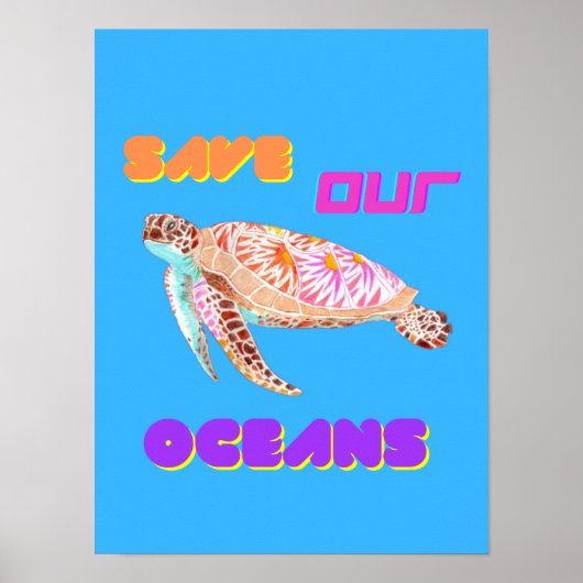 Red onze zeeschildpad poster (Voorkant)