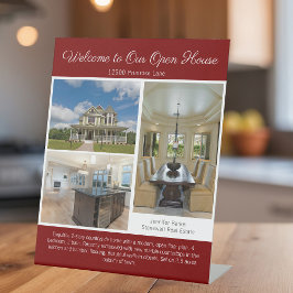 Red Open House Real Estate Listing Photo Reclamebord Met Voetstuk
