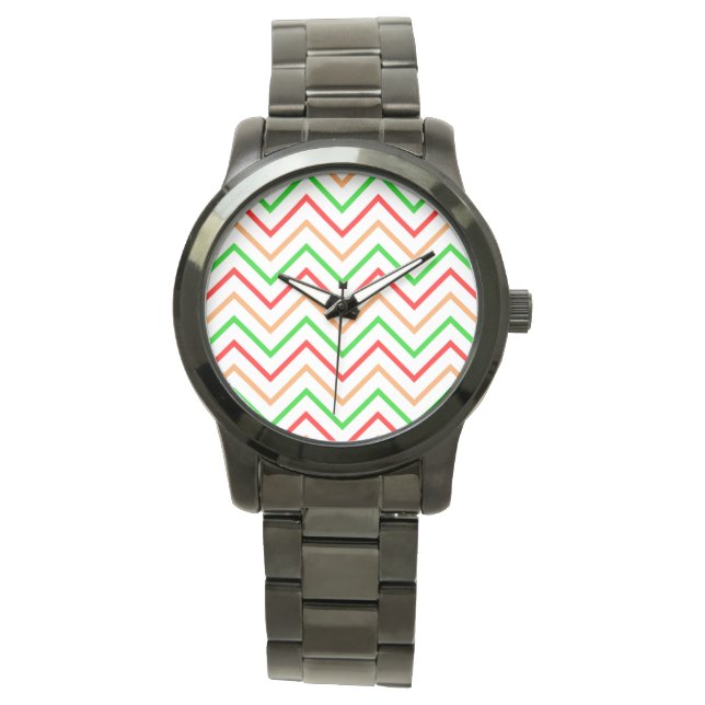 Red, Orange and Green Chevron Horloge (Voorkant)