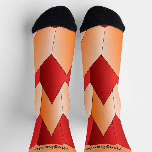 Red Orange Art Deco Design Socks Sokken (Top)