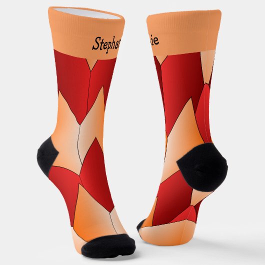 Red Orange Art Deco Design Socks Sokken (Gebogen)
