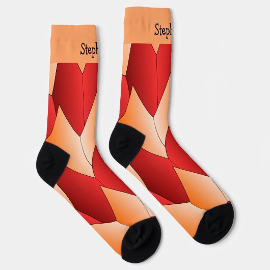 Red Orange Art Deco Design Socks Sokken (Rechts)