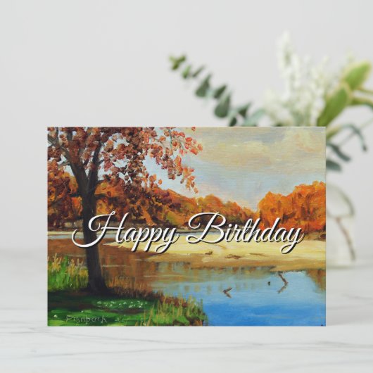 Red Orange Green Blue Yellow River Birthday  Kaart (Staand voorkant)