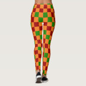 Red Orange Green Checkered Pattern Design Leggings (Achterkant)
