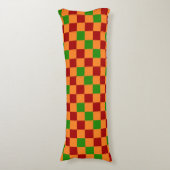 Red Orange Green Checkered Pattern Design  Lichaamskussen (Voorkant Verticaal)