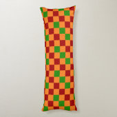 Red Orange Green Checkered Pattern Design  Lichaamskussen (Achterkant (Verticaal))