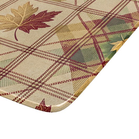 RED ORANGE GREEN PLAID WITH FALL AUTUMN LEAVES SNIJPLANK (Hoek)