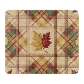 RED ORANGE GREEN PLAID WITH FALL AUTUMN LEAVES SNIJPLANK (Voorkant)
