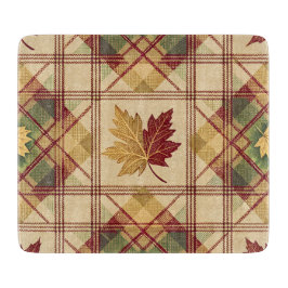 RED ORANGE GREEN PLAID WITH FALL AUTUMN LEAVES SNIJPLANK