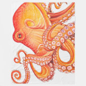 Red Orange Octopus Watercolor Fleece Deken (Voorkant)