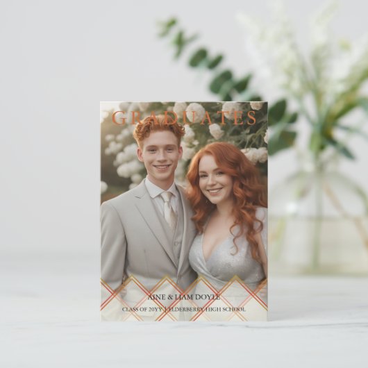 Red Orange Overlay Transparency Shapes Photo Grads Briefkaart (Staand voorkant)