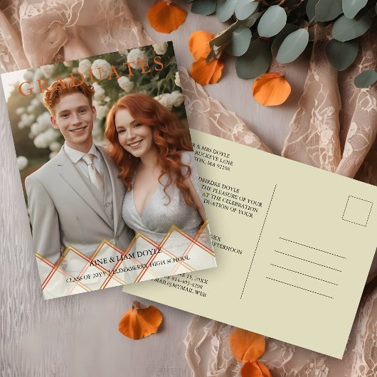 Red Orange Overlay Transparency Shapes Photo Grads Briefkaart