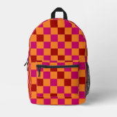 Red Orange Pink Checkered Pattern Design  Bedrukte Rugzak (Voorkant)