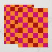 Red Orange Pink Checkered Pattern Design  Briefkaart (Voorkant / Achterkant)