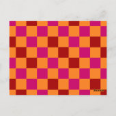 Red Orange Pink Checkered Pattern Design  Briefkaart (Achterkant)